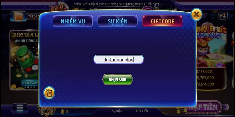 Nhận giftcode nổ hũ các thao tác